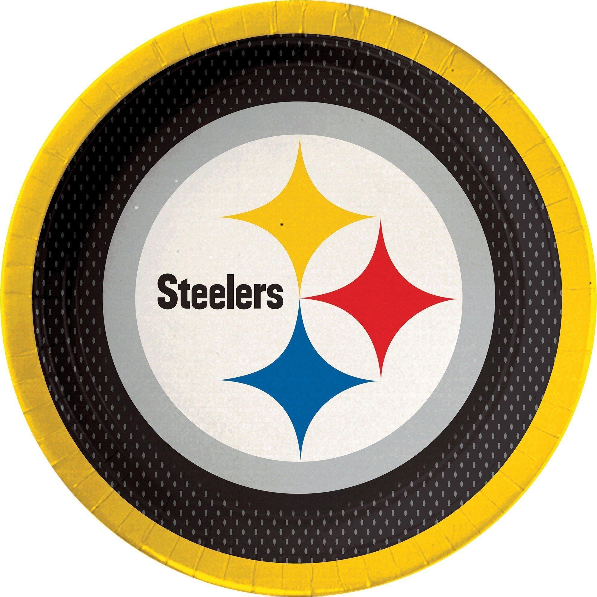 Pittsburgh Steelers Party Supplies Pack for 18 Guests - Kit Includes Plates, Napkins, Table Cover, Cups, Cutlery, Serving Bowl, Banner Decoration & Centerpiece